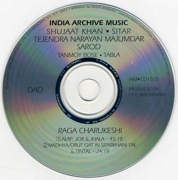 Shujaat Husain Khan, Tejendra Majumdar, Tanmoy Bose - Raga Charukeshi (CD, Album) (Near Mint (NM or M-)) - Image 3