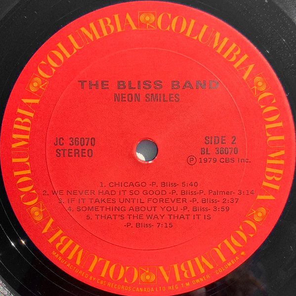 The Bliss Band - Neon Smiles (LP, Album) (Mint (M)) - Image 4