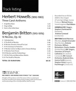 BBC Singers, St. Paul's Cathedral Choir, BBC Concert Orchestra, Daniel Norman, Paul Brough, Andrew Carwood - Britten St. Nicolas / Howells Three Carol-Anthems (CD, Album) (Near Mint (NM or M-)) - Image 4