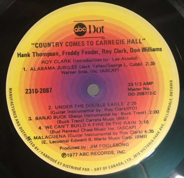 James M. Nederlander & Jim Halsey Present Roy Clark, Freddy Fender (2), Hank Thompson, Don Williams (2) - Country Comes To Carnegie Hall (2xLP, Album) (Mint (M)) - Image 5