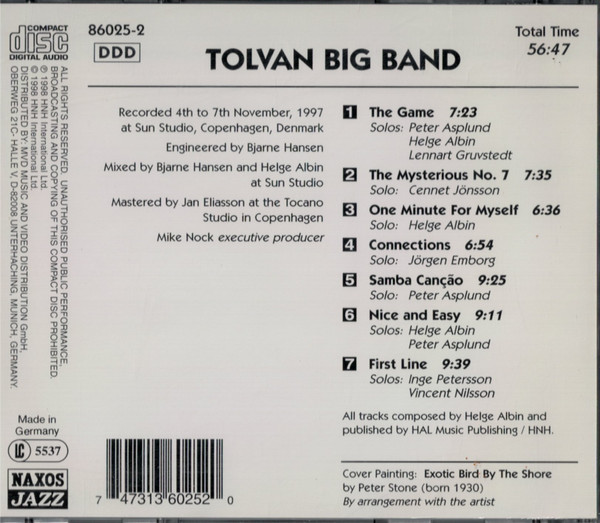 Tolvan Big Band - Plays The Music Of Helge Albin (CD) (Mint (M)) - Image 2