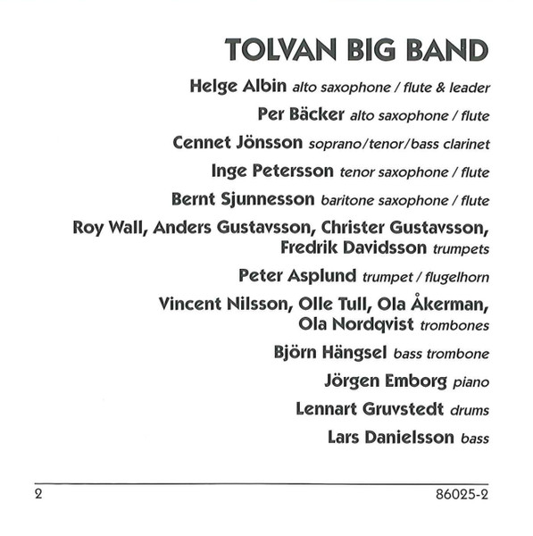 Tolvan Big Band - Plays The Music Of Helge Albin (CD) (Mint (M)) - Image 3
