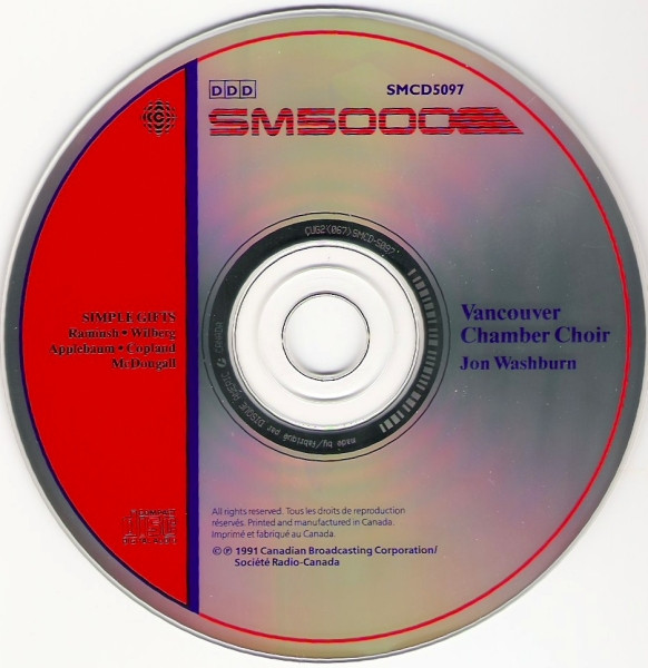 Vancouver Chamber Choir, Jon Washburn - Simple Gifts (CD) (Near Mint (NM or M-)) - Image 4
