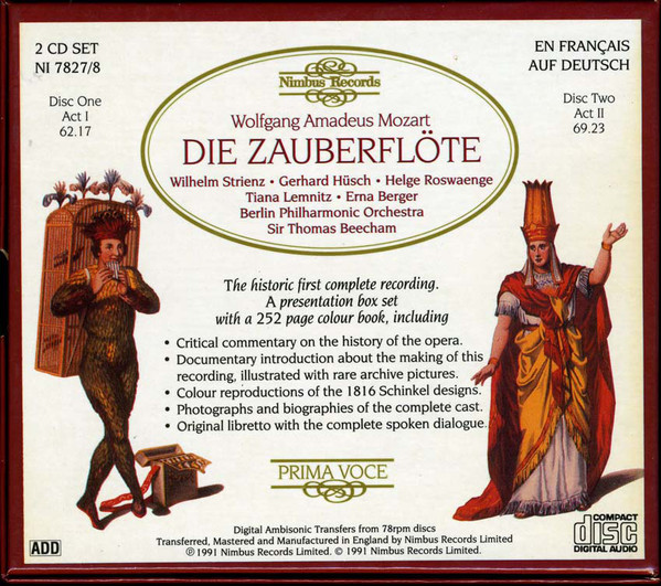 Wolfgang Amadeus Mozart - Sir Thomas Beecham, Berliner Philharmoniker - Die Zauberflöte (2xCD + Box) (Near Mint (NM or M-)) - Image 2