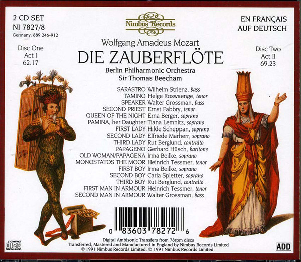 Wolfgang Amadeus Mozart - Sir Thomas Beecham, Berliner Philharmoniker - Die Zauberflöte (2xCD + Box) (Near Mint (NM or M-)) - Image 3
