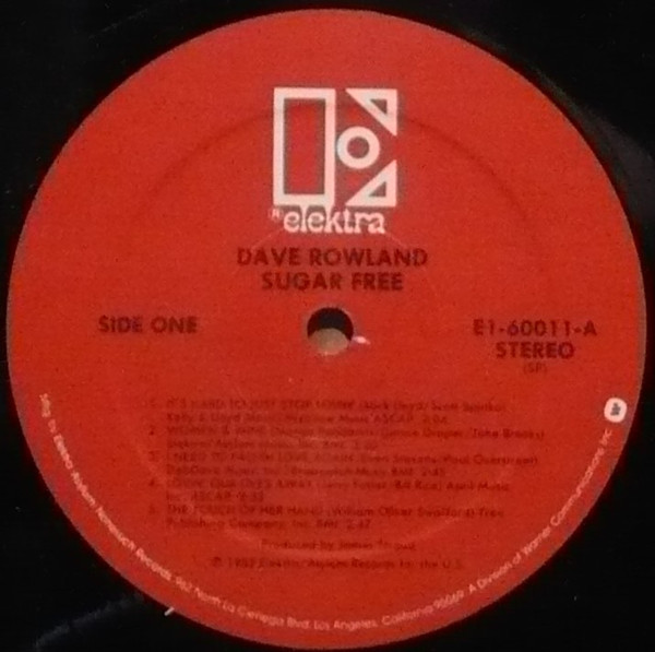 Dave Rowland (2) - Sugar Free (LP, Album) (Mint (M)) - Image 3