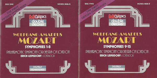 Wolfgang Amadeus Mozart – Philharmonic Symphony Of London, Erich Leinsdorf - The First Fifteen Symphonies (2xCD, Comp, RE, RM) (Near Mint (NM or M-))