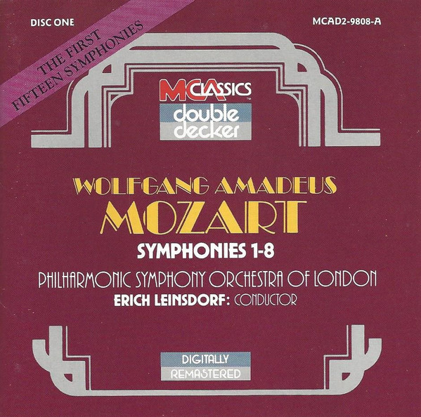 Wolfgang Amadeus Mozart – Philharmonic Symphony Of London, Erich Leinsdorf - The First Fifteen Symphonies (2xCD, Comp, RE, RM) (Near Mint (NM or M-)) - Image 2