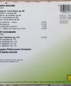 Alternative view of Johannes Brahms / Robert Schumann - Los Angeles Philharmonic Orchestra, Carlo Maria Giulini - Symphonie No. 1 / Manfred-Ouvertüre (CD, Comp) (Near Mint (NM or M-))