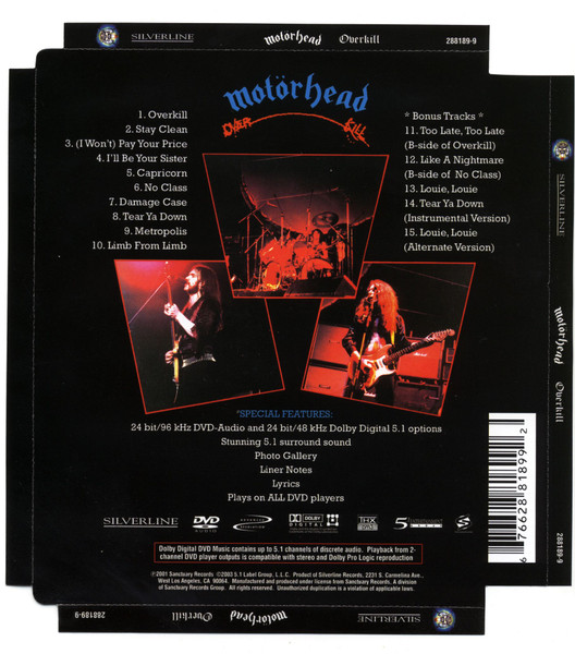 Motörhead - Overkill (DVD-A, Album, Multichannel, Dol) (Near Mint (NM or M-)) - Image 3