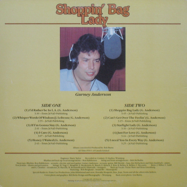 Gurney Anderson - Shoppin' Bag Lady (LP, Album) (Mint (M)) - Image 2