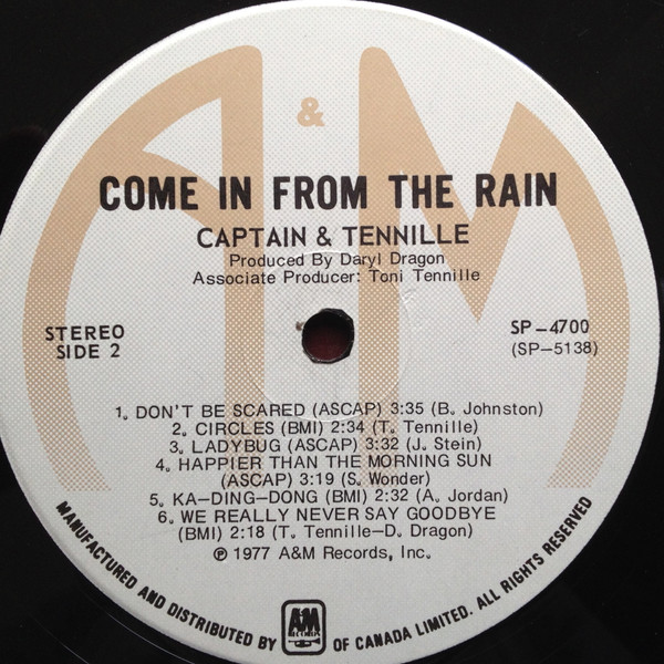 Captain And Tennille - Come In From The Rain (LP, Album) (Mint (M)) - Image 4