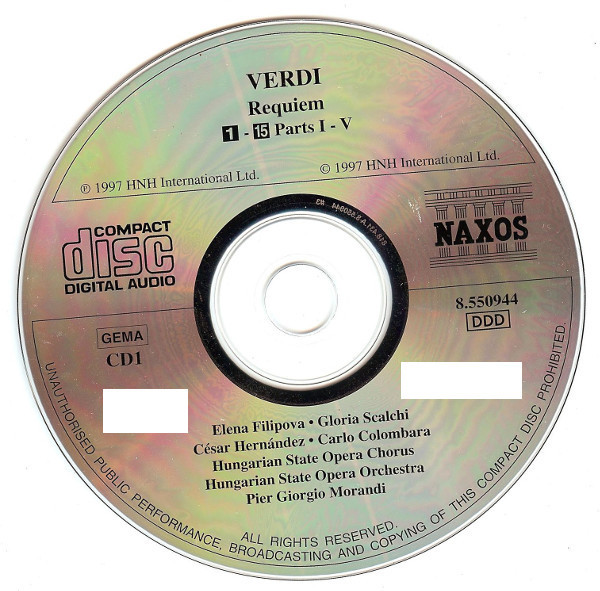 Giuseppe Verdi, Elena Filipova, Gloria Scalchi, César Hernández (3), Carlo Colombara, Hungarian State Opera Choir And Hungarian State Opera Orchestra, Pier Giorgio Morandi - Requiem (Quattro Pezzi Sacri) (2xCD) (Near Mint (NM or M-)) - Image 3