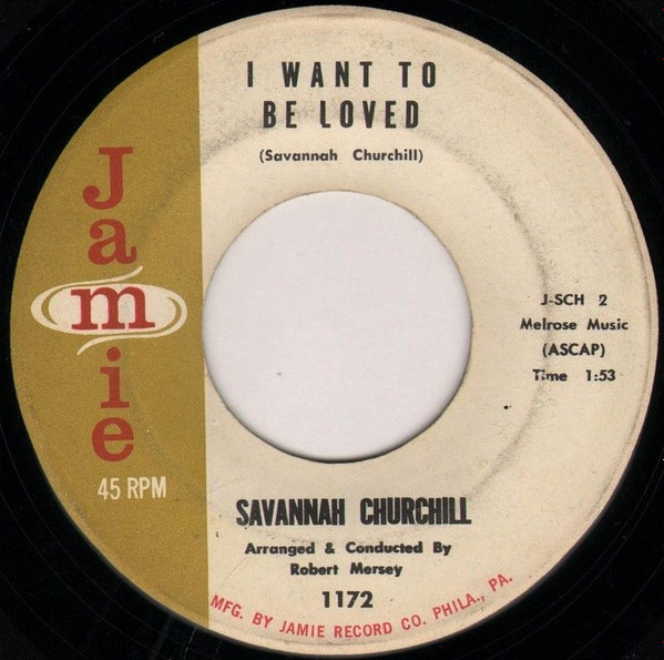 Savannah Churchill - Time Out For Tears / I Want To Be Loved (7", Single) (Very Good Plus (VG+)) - Image 2
