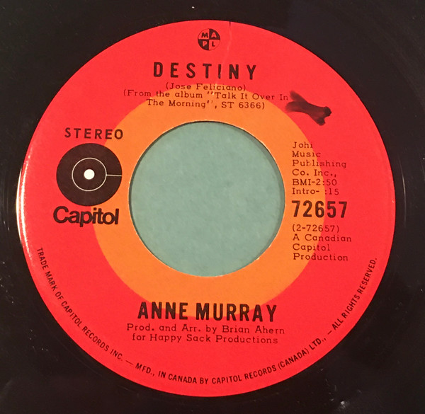 Anne Murray - Cotton Jenny / Destiny (7", Single) (Very Good Plus (VG+)) - Image 2