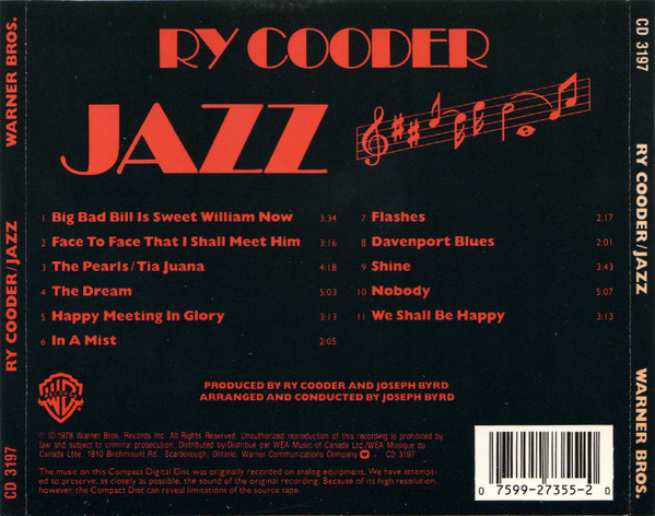 Ry Cooder - Jazz (CD, Album, RE, RM) (Mint (M)) - Image 2