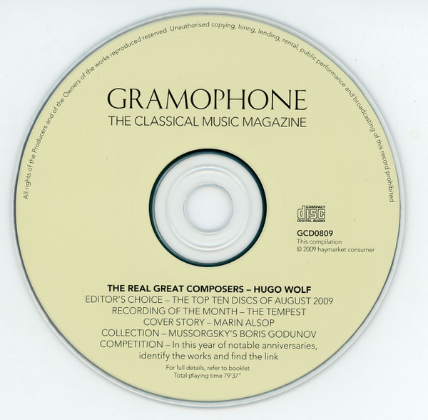 Various - Gramophone Collectors' Edition August 2009: The Real Hugo Wolf (CD, Comp, Promo) (Near Mint (NM or M-)) - Image 3