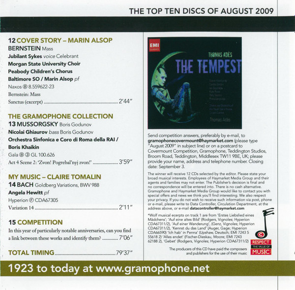 Various - Gramophone Collectors' Edition August 2009: The Real Hugo Wolf (CD, Comp, Promo) (Near Mint (NM or M-)) - Image 5