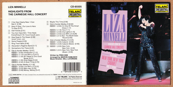 Liza Minnelli - Highlights From The Carnegie Hall Concerts (CD, Comp) (Near Mint (NM or M-)) - Image 4