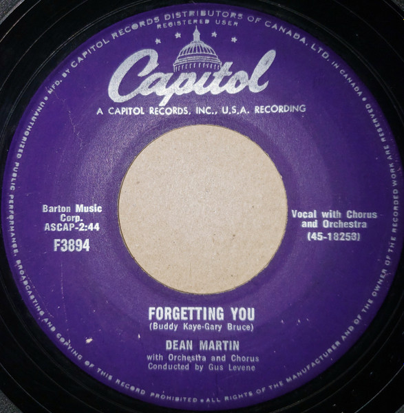 Dean Martin - Return To Me / Forgetting You (7", Single) (Good Plus (G+)) - Image 2