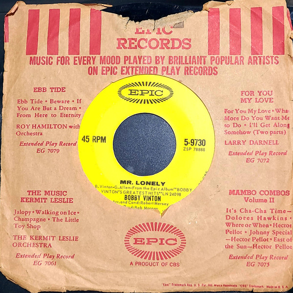 Bobby Vinton - Mr. Lonely / It's Better To Have Loved (7", Single) (Very Good Plus (VG+)) - Image 3