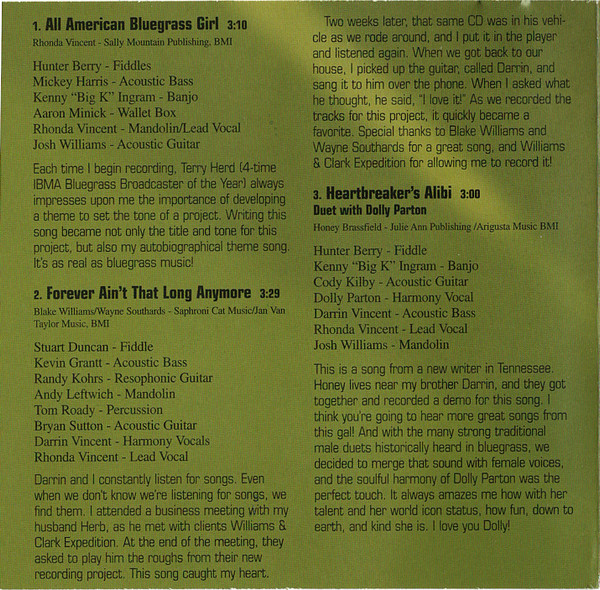 Rhonda Vincent - All American Bluegrass Girl (CD, Album) (Near Mint (NM or M-)) - Image 5