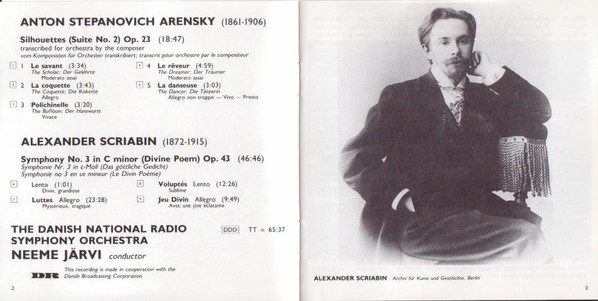 Alexander Scriabine, Anton Stepanovich Arensky - Danmarks Radios Symfoniorkester, Neeme Järvi - Symphony No.3; Silhouettes (CD, Album) (Near Mint (NM or M-)) - Image 4