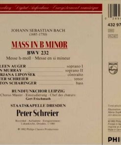 Alternative view of Johann Sebastian Bach, Peter Schreier, Arleen Auger, Ann Murray, Marjana Lipovšek, Anton Scharinger, Rundfunkchor Leipzig, Staatskapelle Dresden - Mass in B Minor (2xCD, Album) (Near Mint (NM or M-))