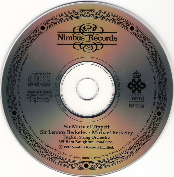 Sir Michael Tippett / Lennox Berkeley / Michael Berkeley - William Boughton, English String Orchestra - Corelli Fantasia / Little Music For Strings / Serenade / Coronach (CD, Amb) (Near Mint (NM or M-)) - Image 3