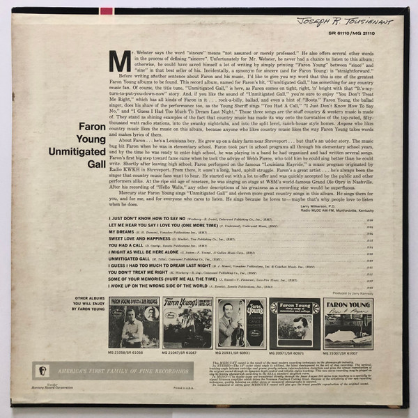 Faron Young - Unmitigated Gall (LP) (Mint (M)) - Image 2