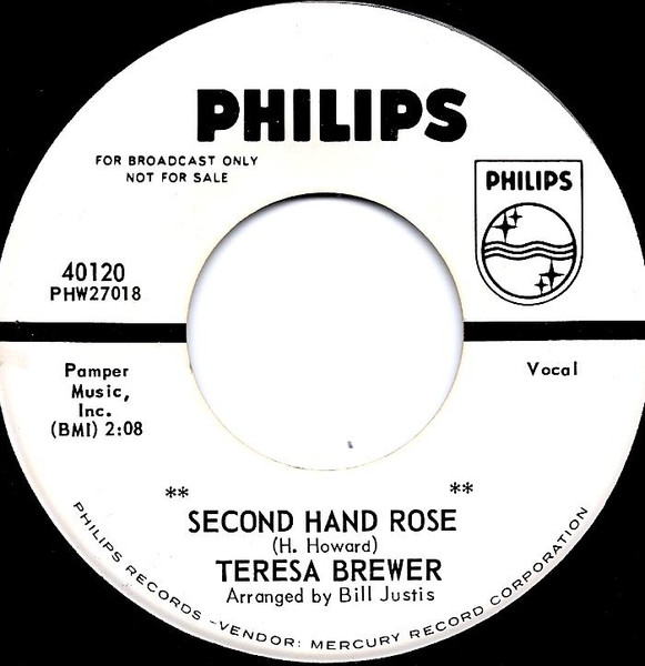 Teresa Brewer - Second Hand Rose (7", Single, Promo) (Very Good (VG))