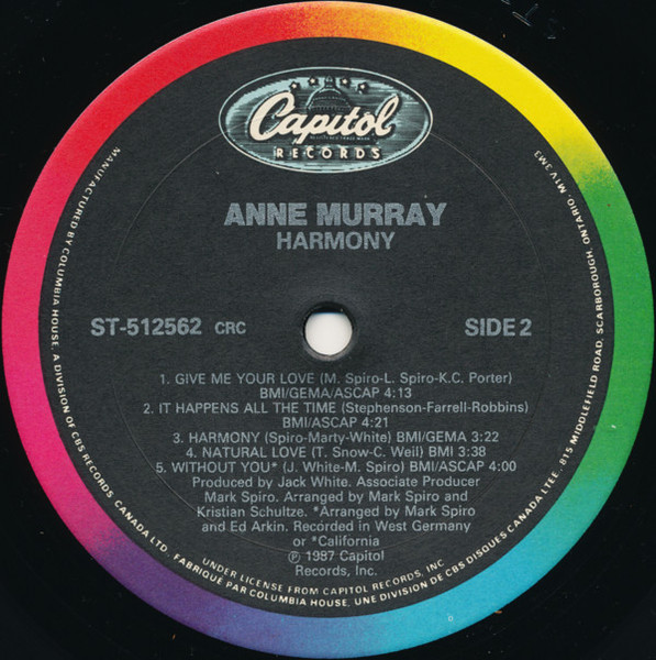 Anne Murray - Harmony (LP, Album, Club) (Mint (M)) - Image 4