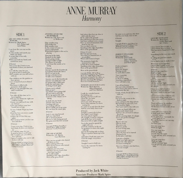 Anne Murray - Harmony (LP, Album, Club) (Mint (M)) - Image 5