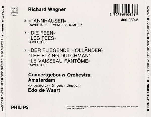 Richard Wagner - Concertgebouworkest, Edo de Waart - Wagner Overtures (CD, Album, Blu) (Near Mint (NM or M-)) - Image 2
