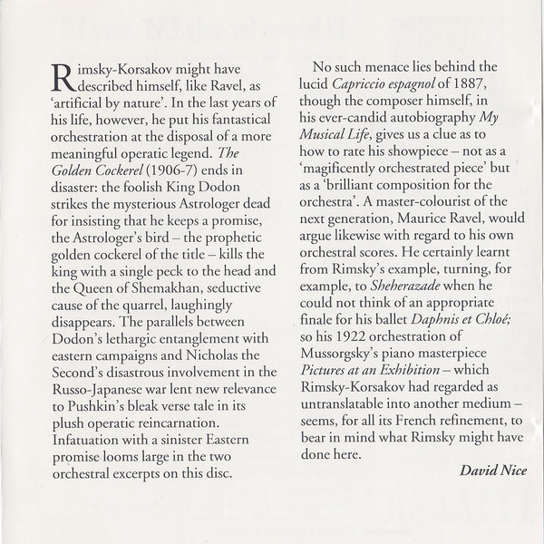 Nikolai Rimsky-Korsakov / Modest Mussorgsky - BBC Philharmonic, Yan Pascal Tortelier - Introduction & Wedding March From The Golden Cockerel / Capriccio Espagnol / Pictures At An Exhibition (CD) (Near Mint (NM or M-)) - Image 3