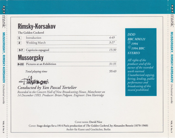 Nikolai Rimsky-Korsakov / Modest Mussorgsky - BBC Philharmonic, Yan Pascal Tortelier - Introduction & Wedding March From The Golden Cockerel / Capriccio Espagnol / Pictures At An Exhibition (CD) (Near Mint (NM or M-)) - Image 5