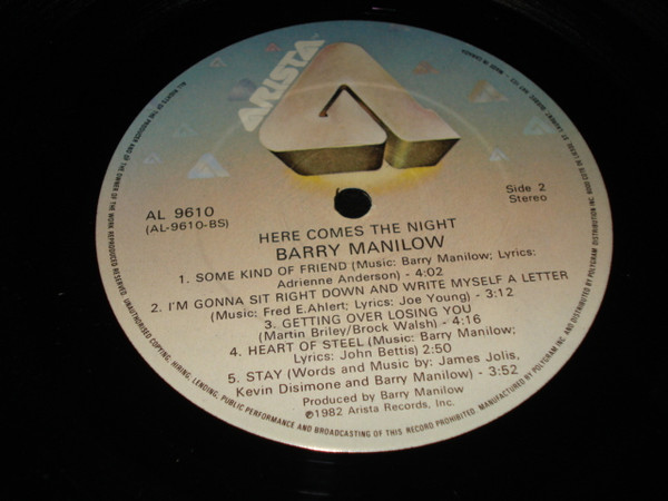 Barry Manilow - Here Comes The Night (LP, Album, Qua) (Mint (M)) - Image 3
