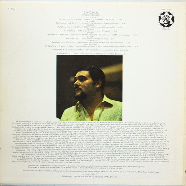 Waldo De Los Rios - Sinfonias (LP) (Mint (M)) - Image 2