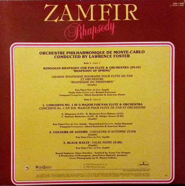 Gheorghe Zamfir - Rhapsody (LP, Album) (Mint (M)) - Image 2