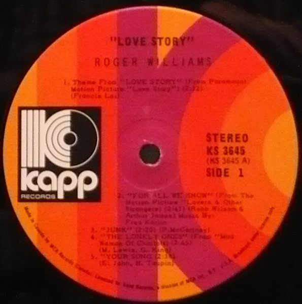 Roger Williams (2) - Love Story (LP) (Mint (M)) - Image 2