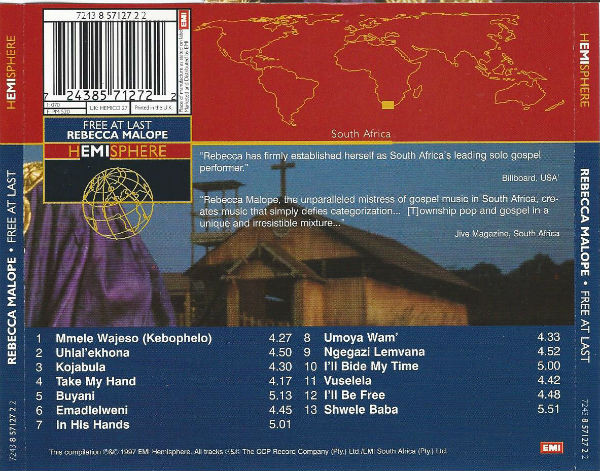 Rebecca Malope - Free At Last (South African Gospel) (CD, Comp) (Near Mint (NM or M-)) - Image 2
