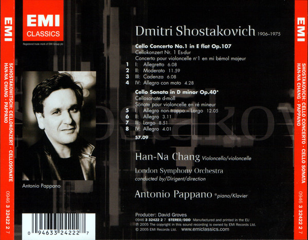 Dmitri Shostakovich, Han-Na Chang, Antonio Pappano, London Symphony Orchestra - Cello Concerto No. 1 - Cello Sonata (CD, Album) (Near Mint (NM or M-)) - Image 2