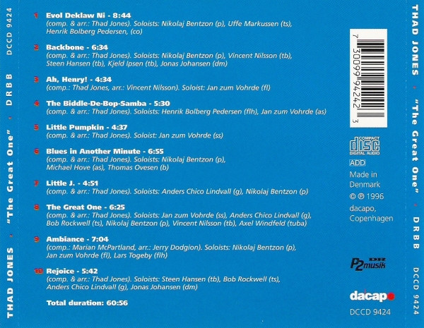 Danish Radio Big Band Plays Thad Jones - The Great One (CD) (Mint (M)) - Image 2