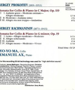 Alternative view of Sergei Vasilyevich Rachmaninoff • Sergei Prokofiev - Emanuel Ax • Yo-Yo Ma - Cello Sonatas (CD, Album) (Near Mint (NM or M-))