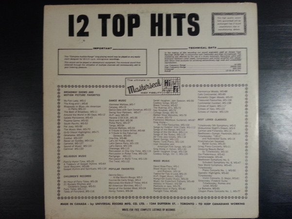 Don Raleigh & His Orchestra - 12 Top Hits (LP, Album) (Mint (M)) - Image 2