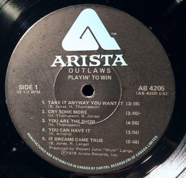 Outlaws - Playin' To Win (LP, Album) (Mint (M)) - Image 4