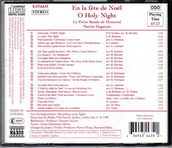La Petite Bande de Montréal, Martin Dagenais - En La Fête De Noël - O Holy Night (CD, Album) (Near Mint (NM or M-)) - Image 3