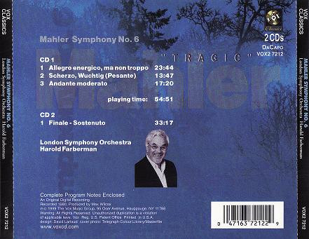 Gustav Mahler, London Symphony Orchestra, Harold Farberman - Symphony No. 6 "Tragic" (2xCD) (Near Mint (NM or M-)) - Image 3
