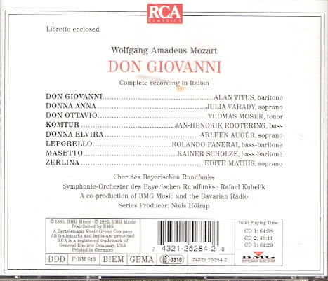Mozart* - Titus*, Varady*, Panerai*, Augér*, Mathis*, Moser*, Chor Des Bayerischen Rundfunks, Symphonie-Orchester Des Bayerischen Rundfunks, Rafael Kubelik - Don Giovanni (3xCD, Album, RE) (Mint (M)) - Image 4