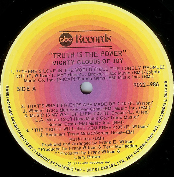 The Mighty Clouds Of Joy - Truth Is The Power (LP, Album) (Mint (M)) - Image 3